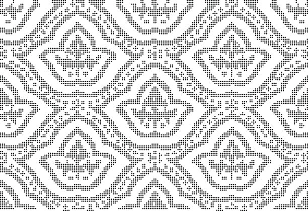 半色调圆黑无缝背景点曲线线花图片下载