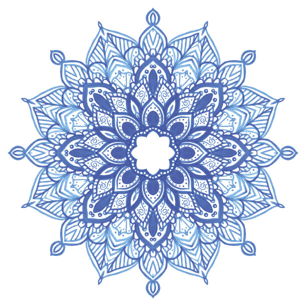 水彩蓝曼荼罗。图片下载