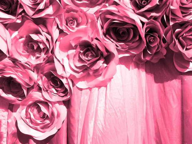 抽象的粉色织物纸工艺品花装饰图片下载