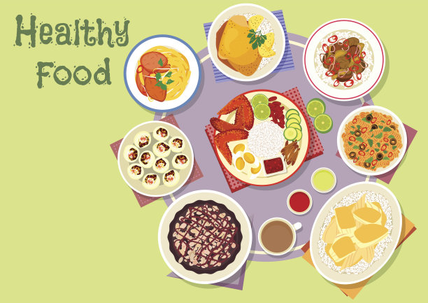 亚洲菜肴图标为午餐菜单设计图片下载