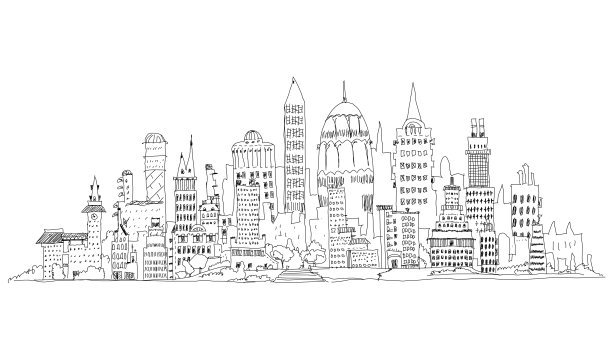 城市插画、素描收藏图片下载