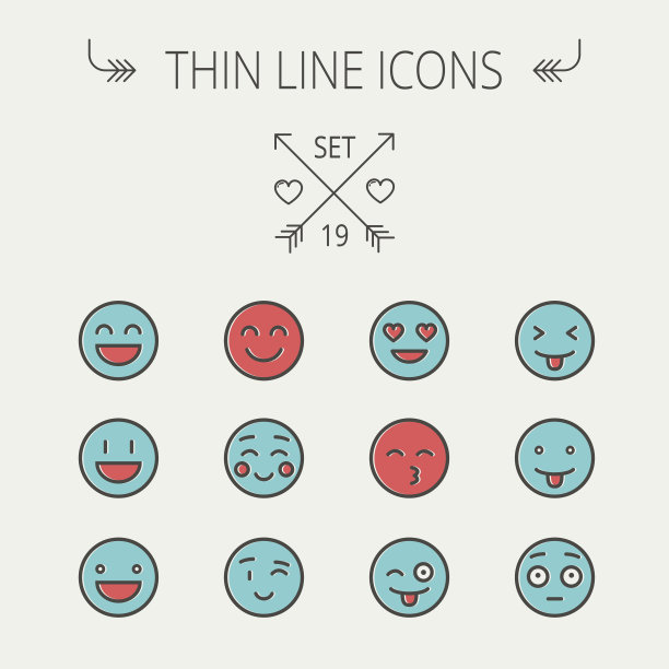 Emoji细线图标集图片下载
