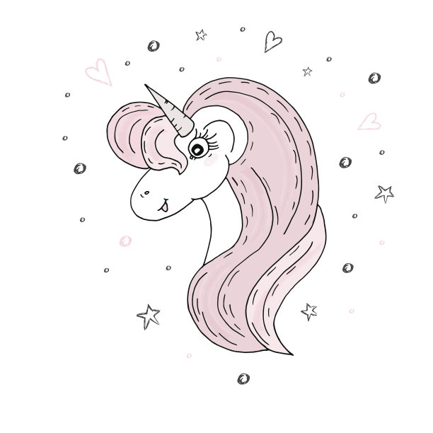手绘可爱的独角兽，涂鸦托儿所艺术，矢量打印图片下载