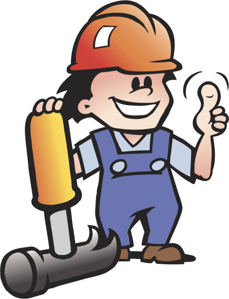 手绘矢量插图的一个快乐的技工或勤杂工图片下载
