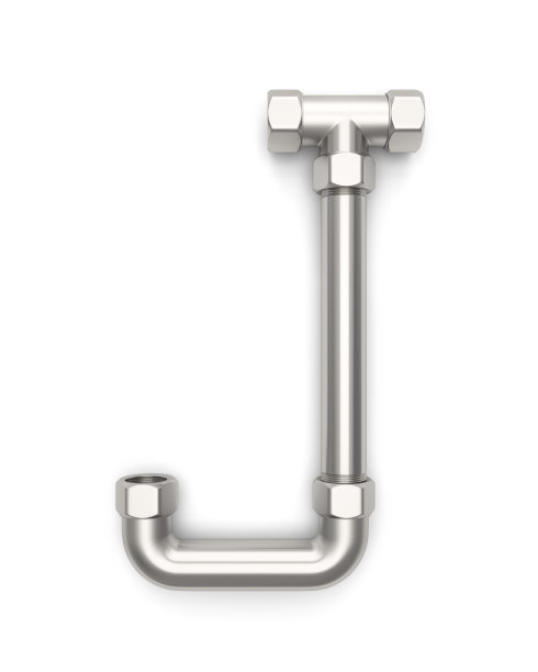 金属管制成的字母，字母J。图片下载