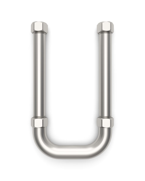 金属管制成的字母U。图片下载