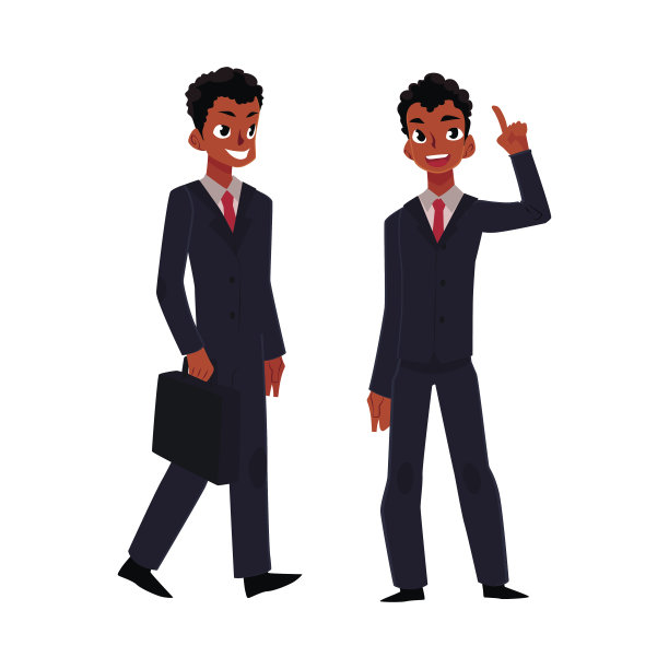 黑人，非裔美国商人，经理穿着西装，拿着公文包图片下载