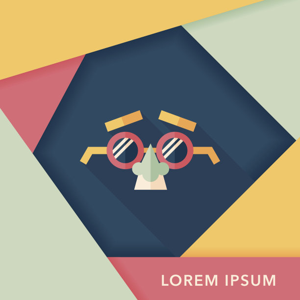 党面具与长阴影的平面图标，eps10图片下载