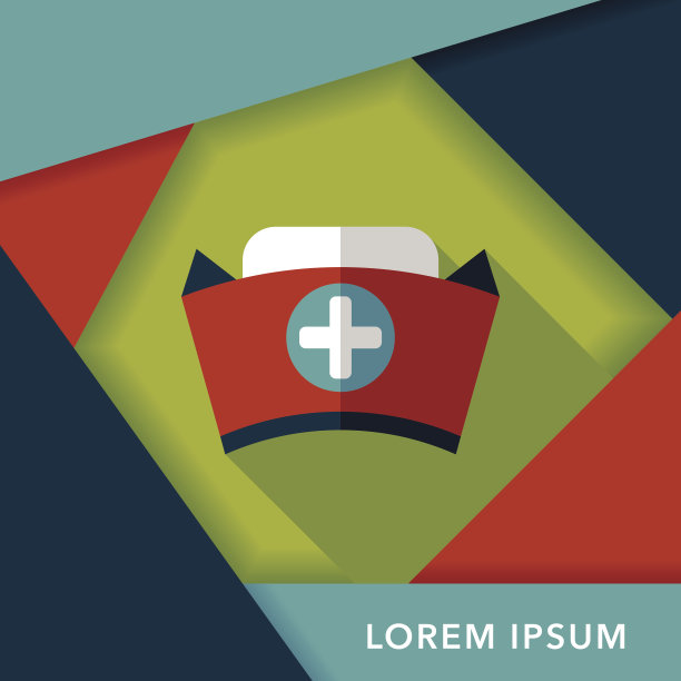 护士帽扁平图标与长影子，eps10图片下载