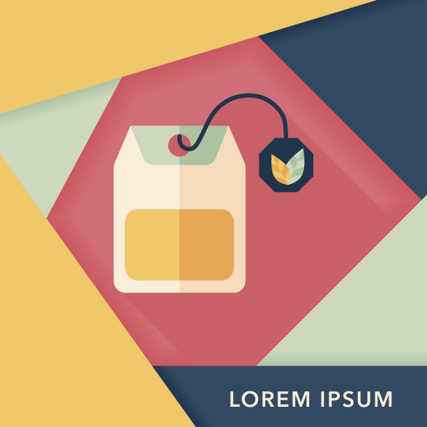 扁平的茶包图标与长影子，eps10图片下载