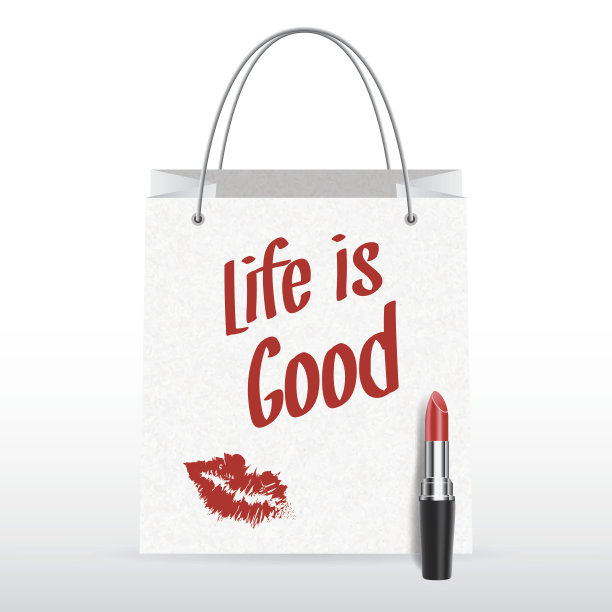 矢量购物袋与口红生活是美好的图片下载