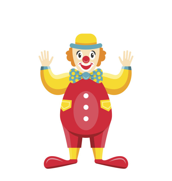 卡通小丑孤立的白色背景，派对滑稽的人图片下载