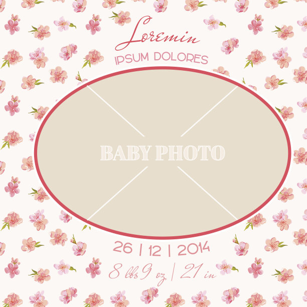带相框的婴儿出生卡图片下载