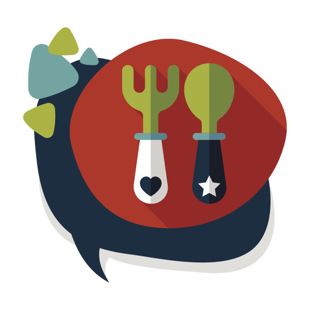 餐具和餐具扁平图标与长影子，eps10图片下载