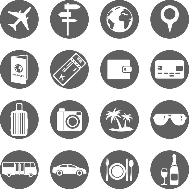 旅行和度假图标的向量集。图片下载