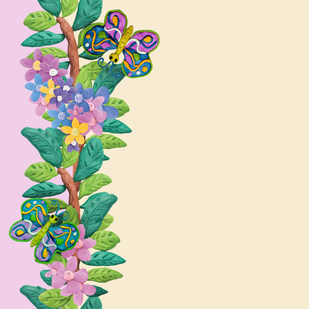 石膏花枝无缝，边界雕塑孤立图片下载