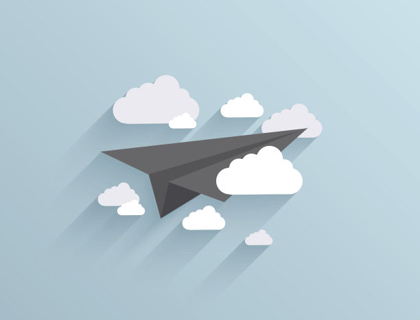 矢量平面折纸飞机图标背景。图片下载