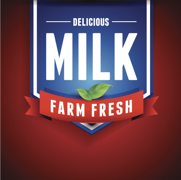 牛奶标签刻字-矢量标签和丝带图片下载