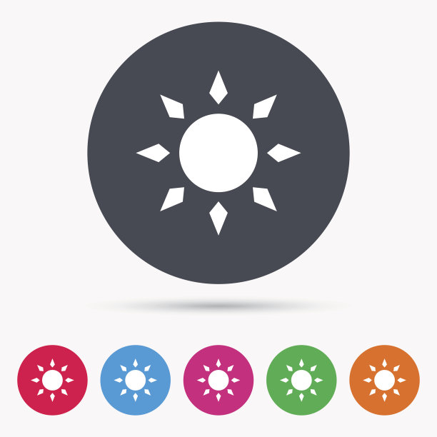 太阳图标。晴朗的天气标志。图片下载