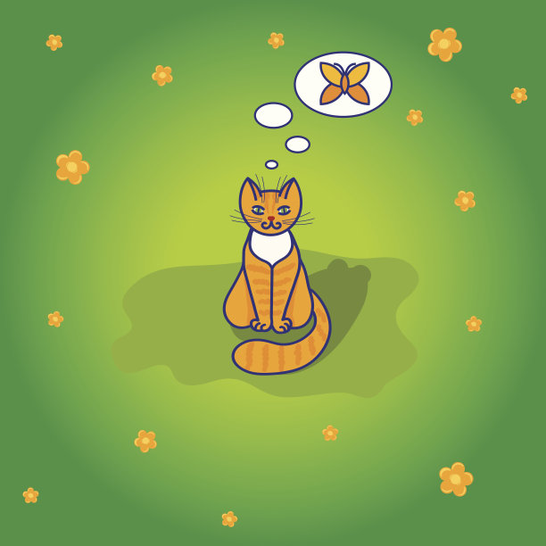 可爱的小猫在想蝴蝶图片下载