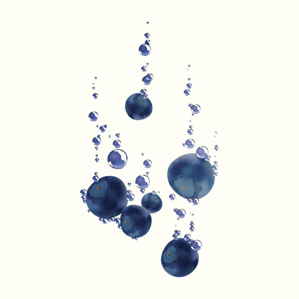 向量蓝莓在液体中下落图片下载