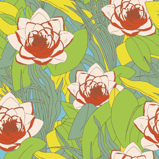 无缝图案与花百合图片下载