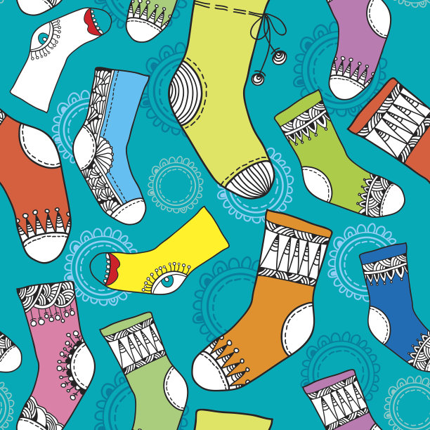 无缝图案与有趣的袜子。图片下载