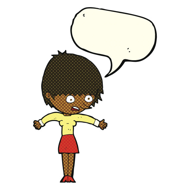 卡通女人因语音泡泡而惊慌失措图片下载