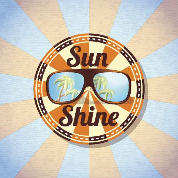 反射手掌和天空的太阳镜。向量图片下载