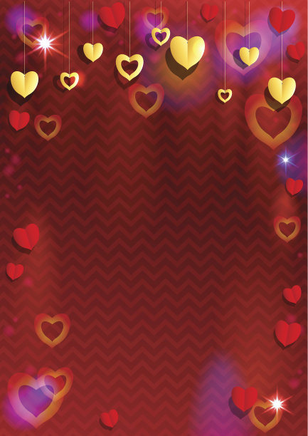 背景与红色和金色的心图片下载