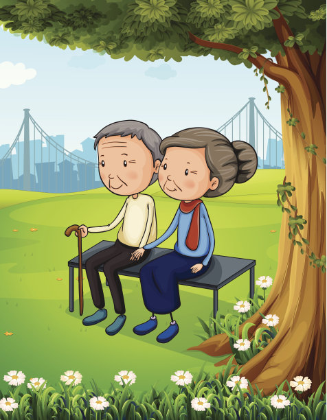 公园里的两对老夫妇图片下载