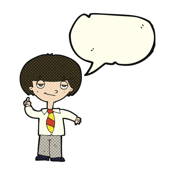卡通学校男孩回答问题与讲话气泡图片下载