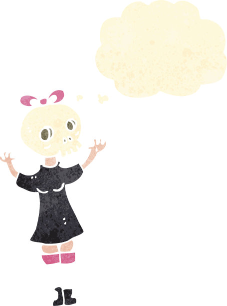 复古卡通骷髅头女孩图片下载