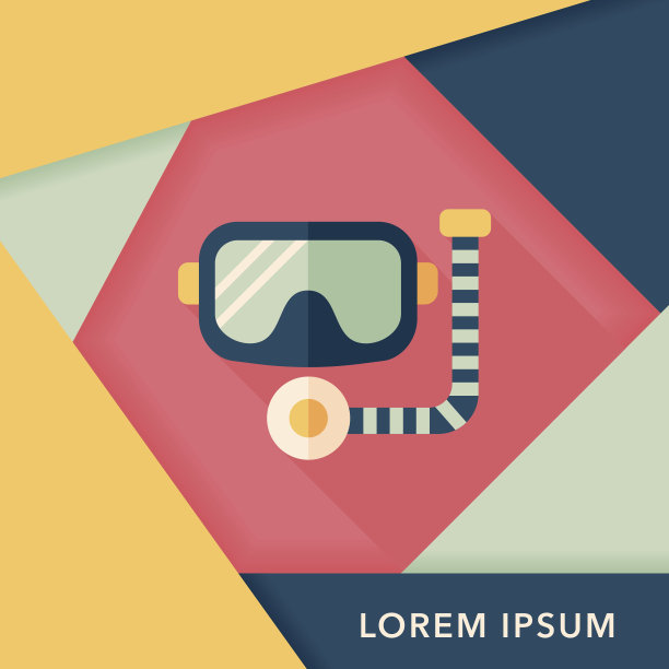 面罩和通气管扁平图标与长影子，eps10图片下载