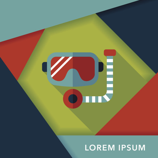 面罩和通气管扁平图标与长影子，eps10图片下载