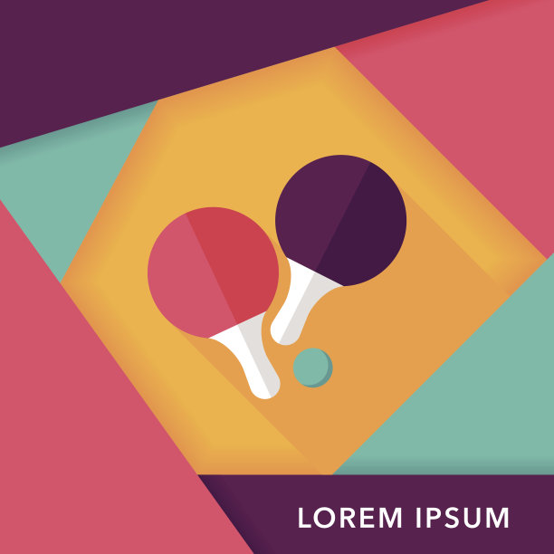 乒乓球拍的图标与长影子，eps10图片下载