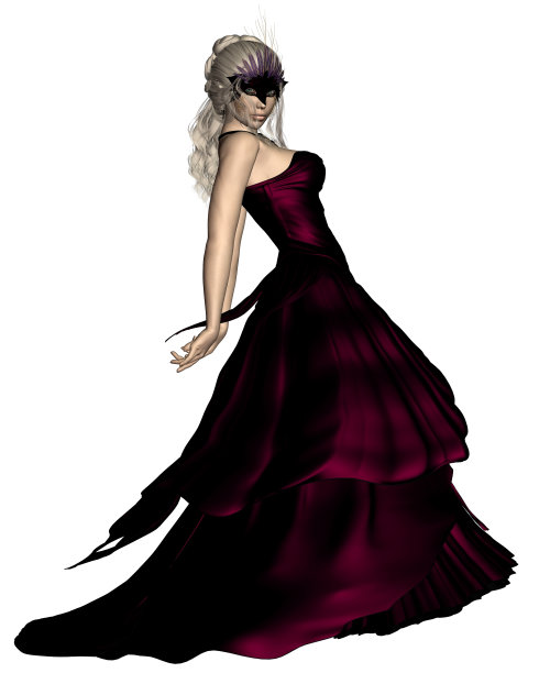 穿着威尼斯狂欢节面具和舞会礼服的女人图片下载