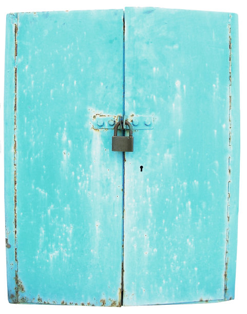 蓝色的金属门图片下载