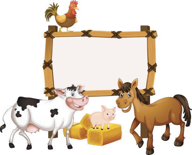 框架模板与动物在农场图片下载