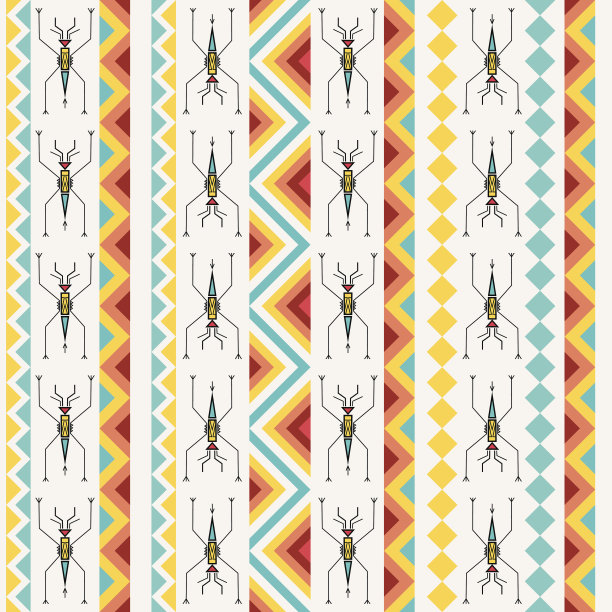 部落无缝模式与抽象的池塘溜冰者图片下载