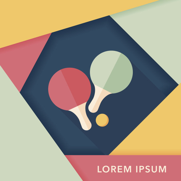 乒乓球拍的图标与长影子，eps10图片下载