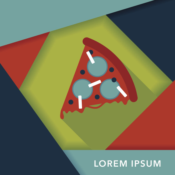 披萨平面图标与长影子，eps10图片下载