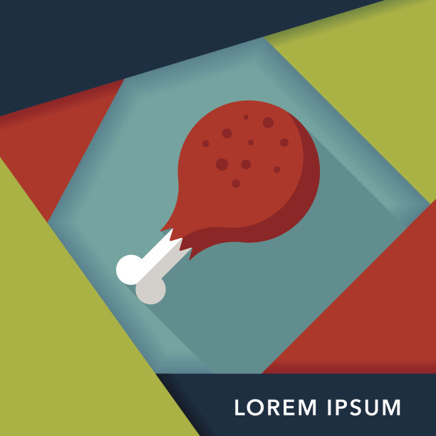 鸡腿平图标与长影子，eps10图片下载