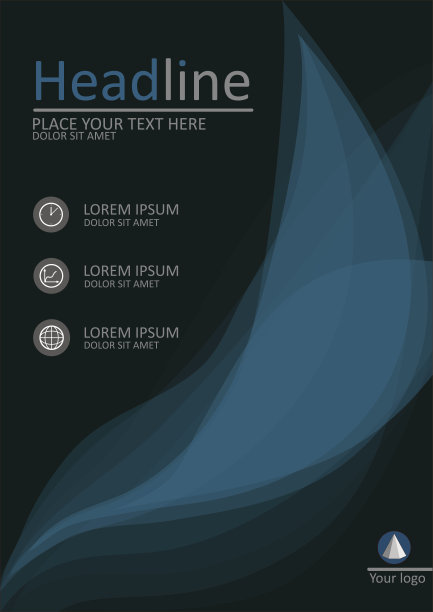 封面设计A4蓝色抽象叶子图片下载