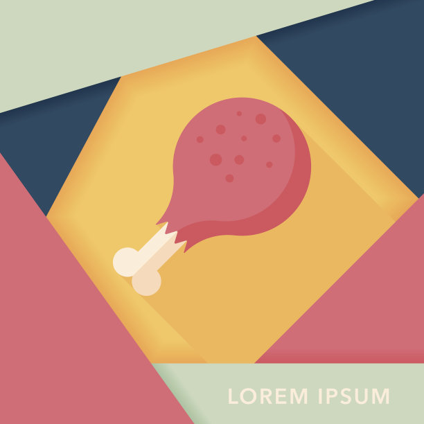 鸡腿平图标与长影子，eps10图片下载