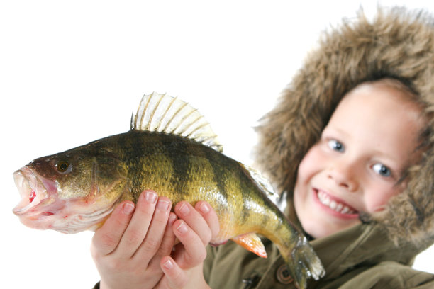 快乐的孩子成功钓鱼图片下载