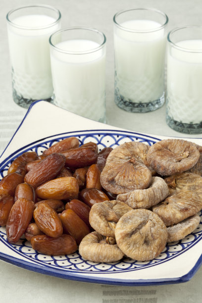 无花果干和椰枣加牛奶图片下载