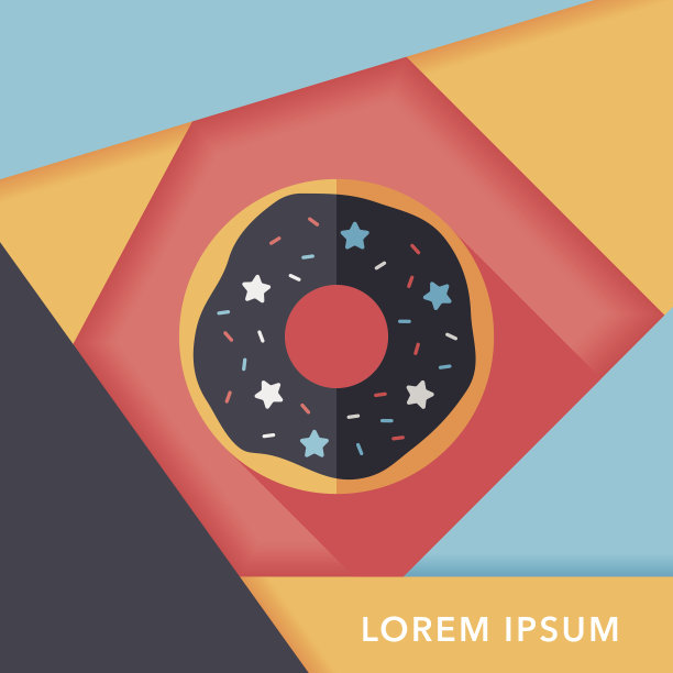 甜甜圈平面图标与长阴影，eps10图片下载