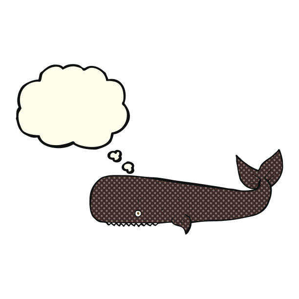 卡通鲸鱼与思想泡泡图片下载