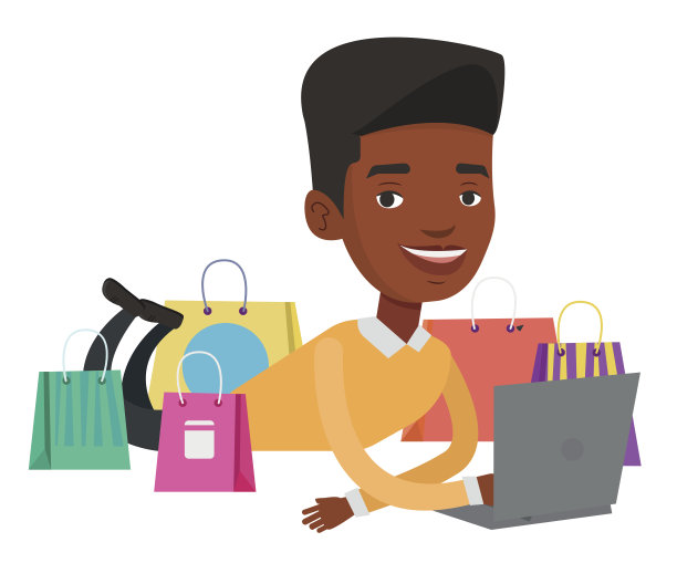 男子网上购物矢量插图图片下载